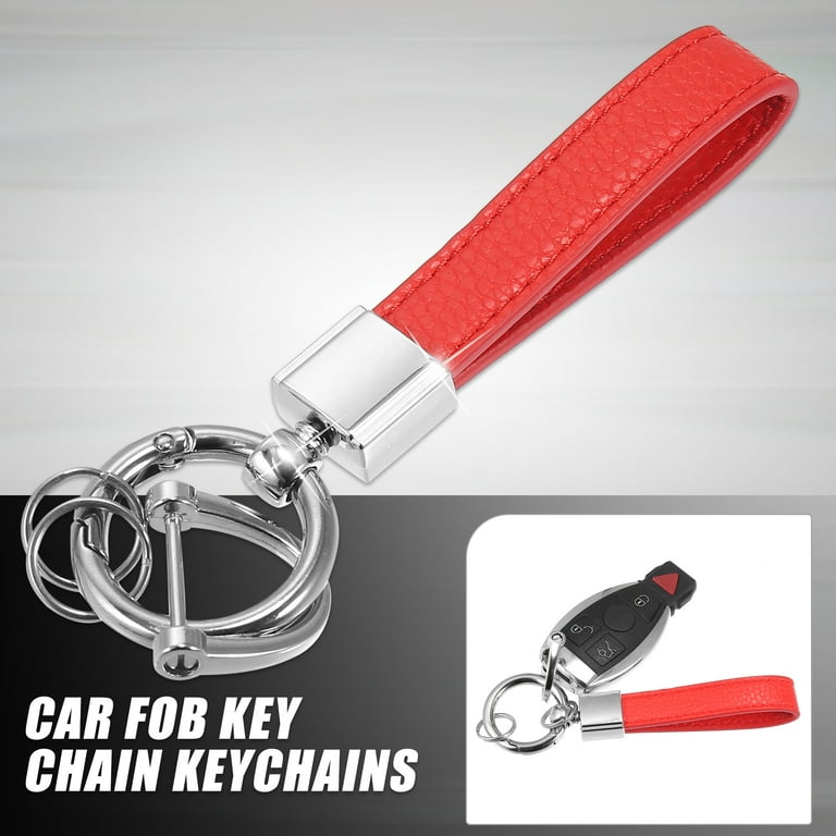 3pcs Blue, Red, Black, Leather Fob D-Ring Buckle Keychain Key Ring Holder  Clip