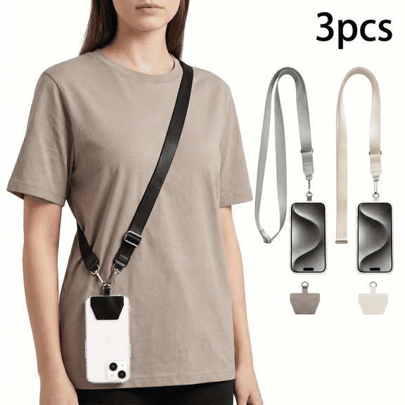 ROSEXIXI Crossbody Phone Lanyard 3 Pack Adjustable Cell Phone Strap Durable Woven Leash With Detachable Universal Tether Patch Neck Holder For Hands Free Travel And Outdoor Daily Use