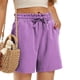 thumbnail image 5 of Pantalones cortos deportivos informales Augper de color liso para mujer con cordón y bolsillo, 5 of 8
