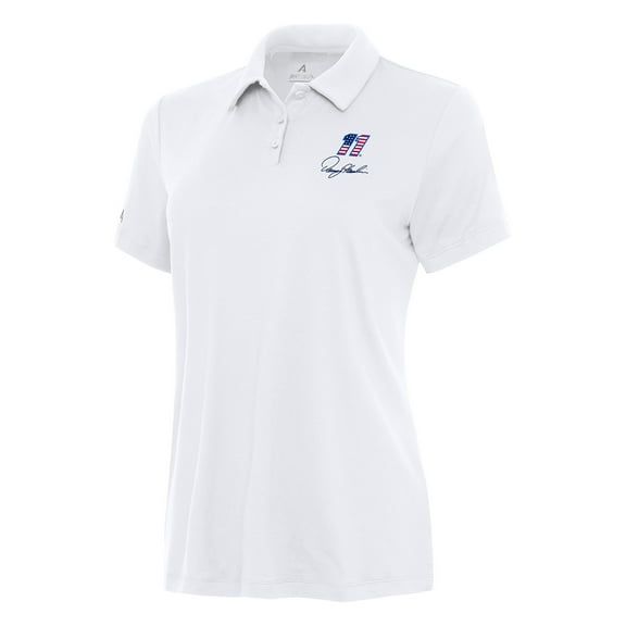 Women's Antigua White Denny Hamlin Reprocess Polo