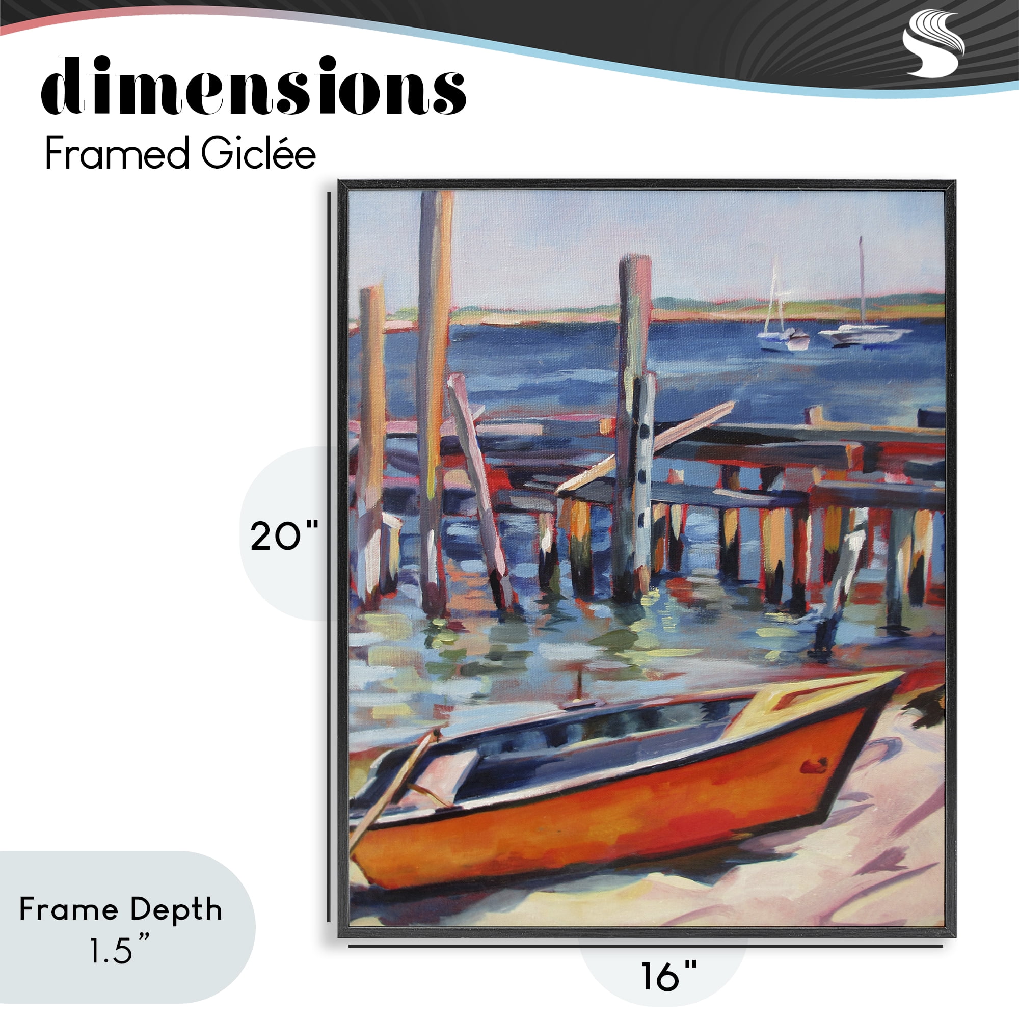 Stupell Industries Provincetown Harbor Boat Black Framed Giclee Art, design by Maxine Shore