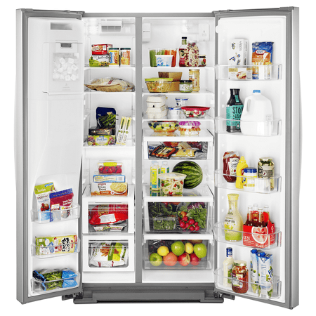 Whirlpool - 28.4 Cu. Ft. Side-by-Side Refrigerator with In-Door-Ice Storage - Stainless Steel