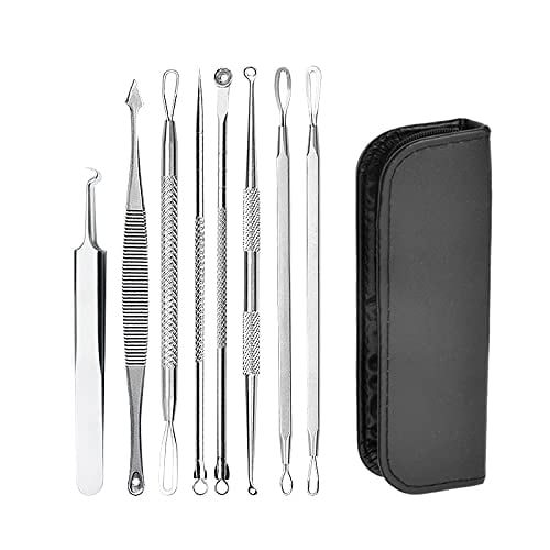 7 pieces of stainless steel blackhead acne removal tool facial skin care blackhead acne needle tool set beauty combination acne acne fat particles blemish treatment set (silver white)?