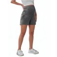 thumbnail image 2 of Women Maternity Shorts Over Belly Casual Soft Pregnancy Yoga Shorts Workout Stretchy Pants with Pockets Dark Gray XL, 2 of 7