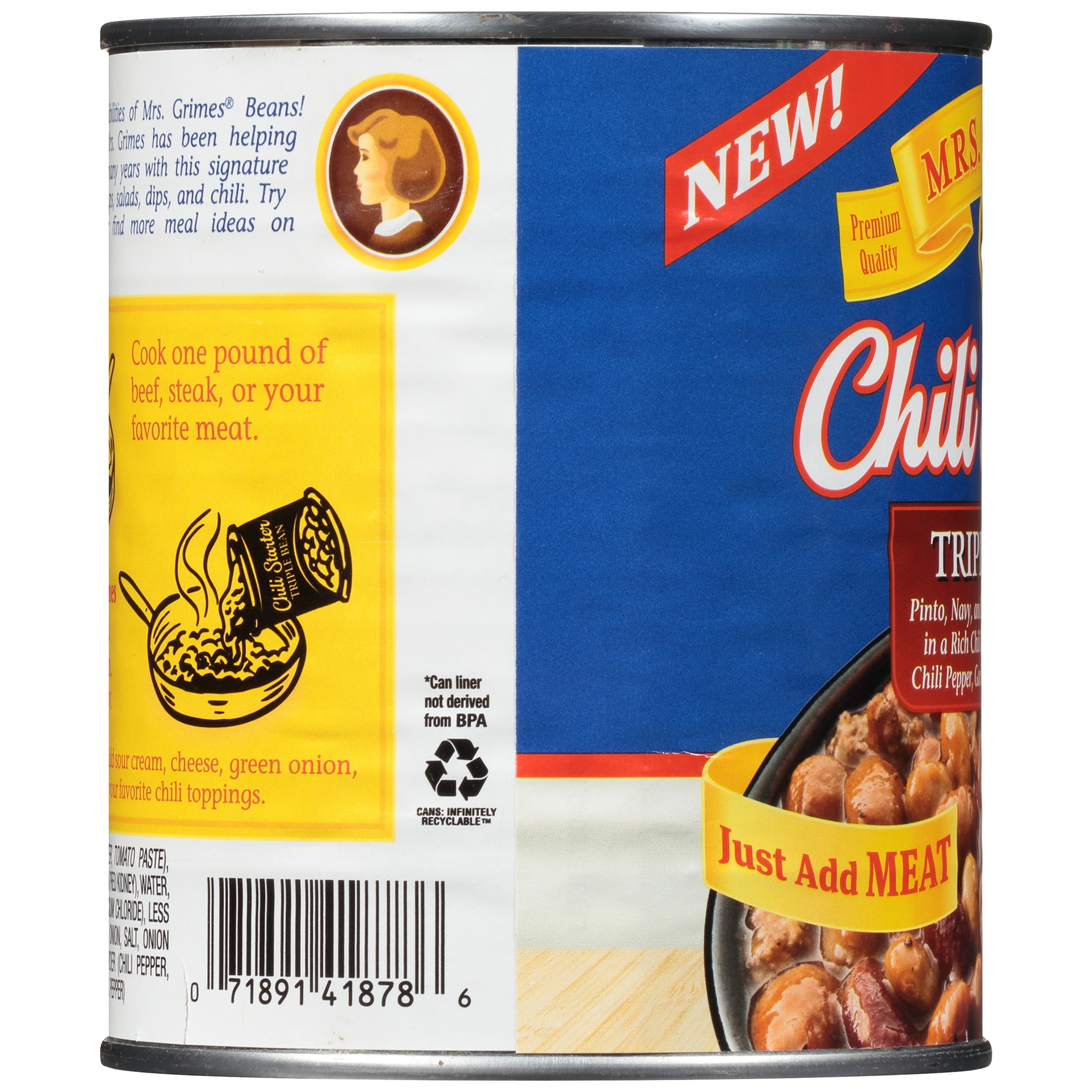 Mrs. Grimes Chili Starter Triple Bean 29 oz Can