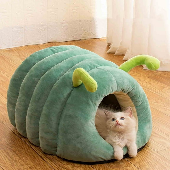 Uutvmp Cat Cave Bed - Enclosed Cat Hideaway, Soft Wool Cat Nest, Cozy Cat Sleeping Bed Handmade Kitty Cave Warm Indoor Cat Furniture, Winter Semi Covered Comfortable Pet Bed Cat House for Small Cats