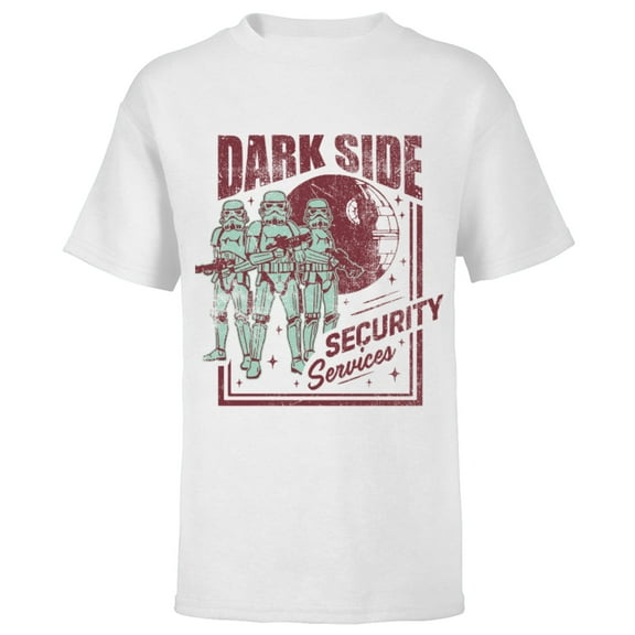 Star Wars Stormtrooper Dark Side Security Services Vintage Standard - Short Sleeve T-Shirt for Kids – Customized-White