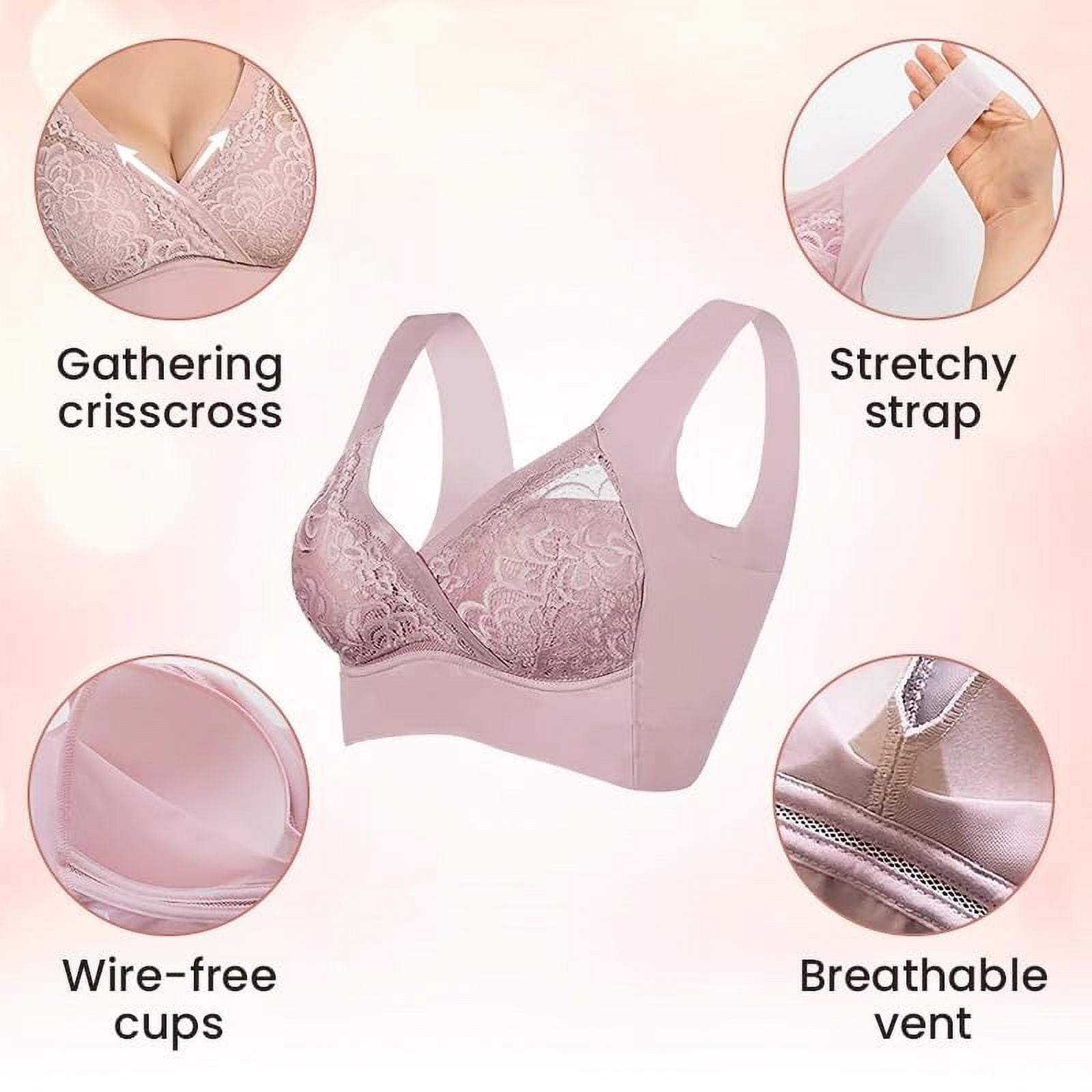 Sweet Home Farm Support Bras for Women New Rosy Lift Bra Plus Size Comfort Extra Elastic Wireless Lace Bras