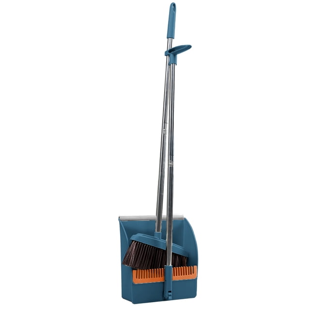 Broom and Dustpan Set,Brooms Indoor Rotatable Standing Storage Buckle Type Brooms and Dustpan Set with Scraping Teeth and Scraper Cleaning Suitable for Home,Broom and Dustpan Set Heavy Duty