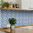 thumbnail image 2 of Mi Alma Floral Blue White Tile Stickers - Removable Vinyl 4x4, 24 pcs, 2 of 10