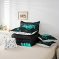 thumbnail image 4 of Gaming King Comforter Set Geometric Gamer Bedding Set Teal Black Neon Gamepad Bed In A Bag 7 Piece Video Game Room Decor Soft Lightweight Bed Set For All Season, 4 of 6