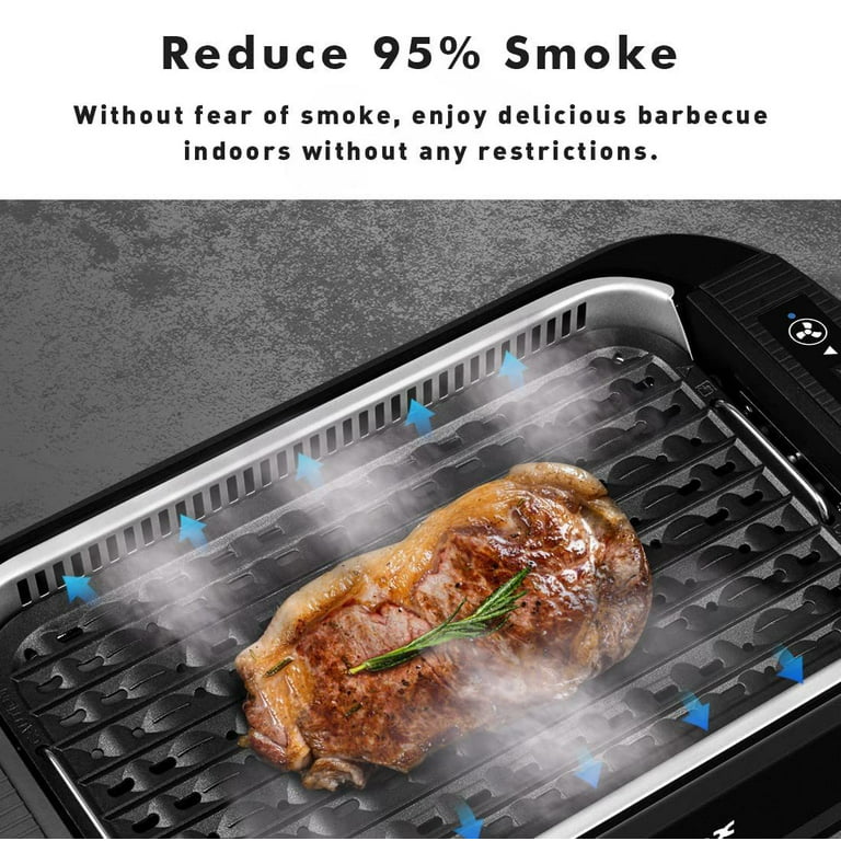 Techwood Smokeless Indoor Table Grill,1500W Electric Korean BBQ Grill with  Tempered Glass Lid,Removable Grill and Griddle Plates with Drip Tray,Fast  Heat Up,Dishwasher Safe