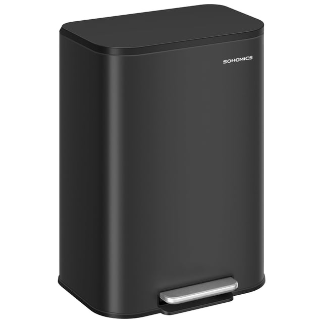 Bidón de basura SONGMICS 50L de acero inoxidable con tapa de tinta negra ULTB