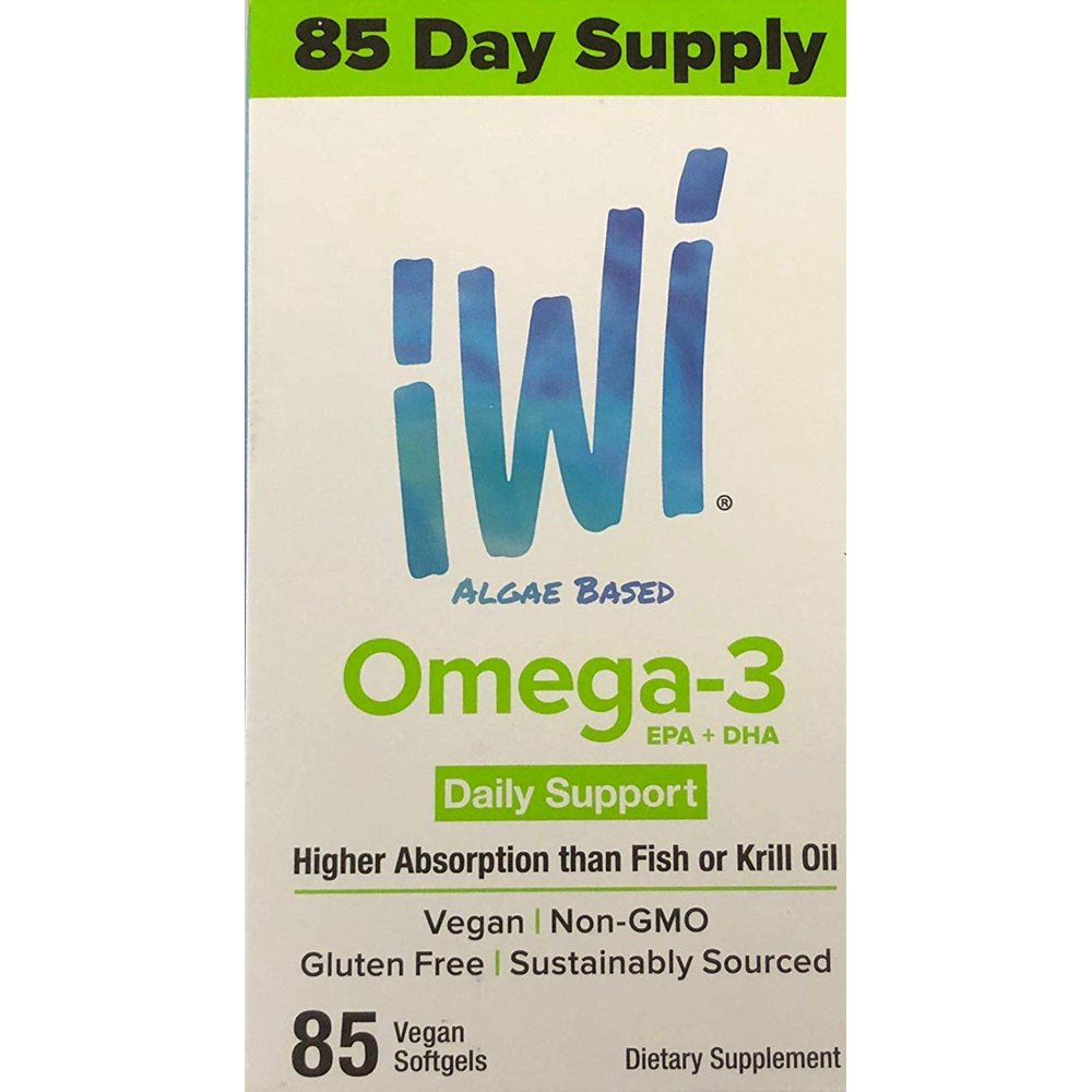 iWi Algae Based Omega 3 EPA + DHA Softgels, 85 ct
