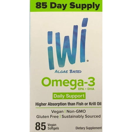 iWi Algae Based Omega-3 EPA+DHA Softgels, 85 Ct