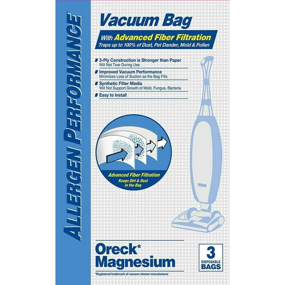 Oreck Style LW Magnesium Synthetic HEPA Vacuum Cleaner Bags by DVC Made in USA [ 3 Bags ]