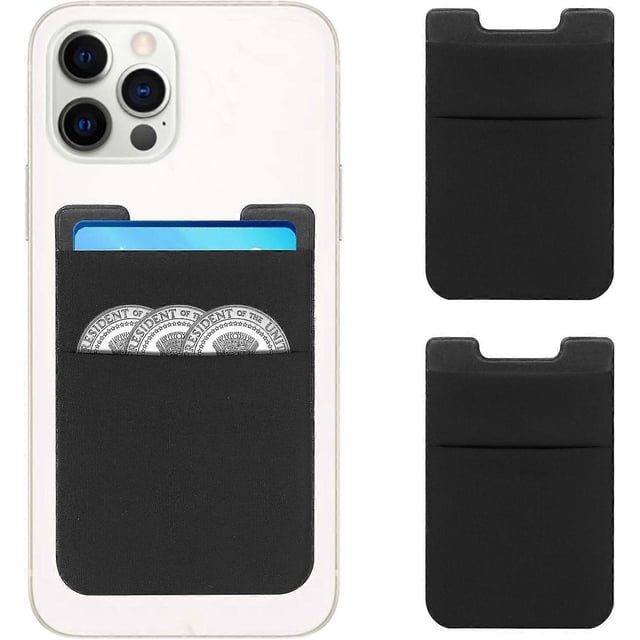 2 Pack Stick on Phone Wallet, Elastic Lycra Credit Card Back Phone Card Wallet Case Pocket
