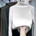 thumbnail image 4 of Women's Plain T-Shirt Blouses Slim Fitted Long Sleeve Mock Turtle Neck Layering Fall Winter Cute Tee Tops,White,2XL, 4 of 4
