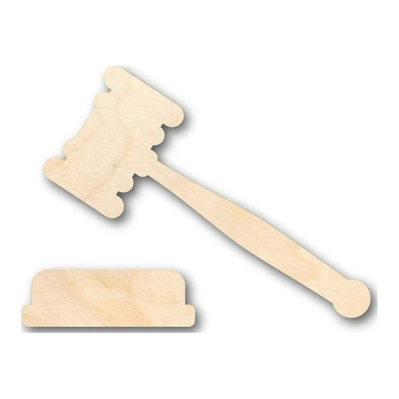 Unfinished Wood Gavel Shape - Law - Courthouse - (2 Piece) Craft - up to 46" DIY 8" / 1/4"