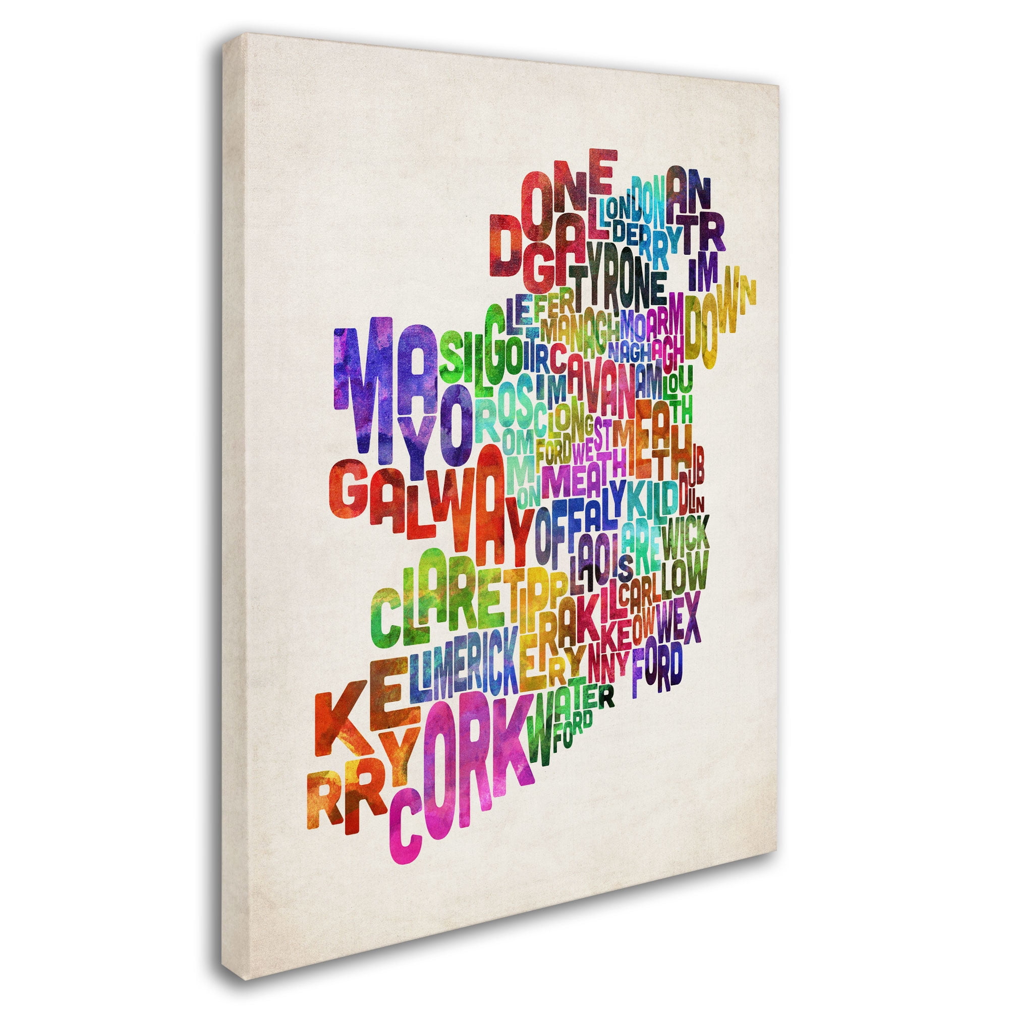 Trademark Art 'Ireland Text Map 3' Canvas Art by Michael Tompsett