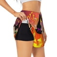 thumbnail image 3 of Running Shorts for Women, Halloween Pumpkin And Elegant Cats Workout Athletic Shorts with Pockets, Lounge Yoga Shorts Women, 3 of 7