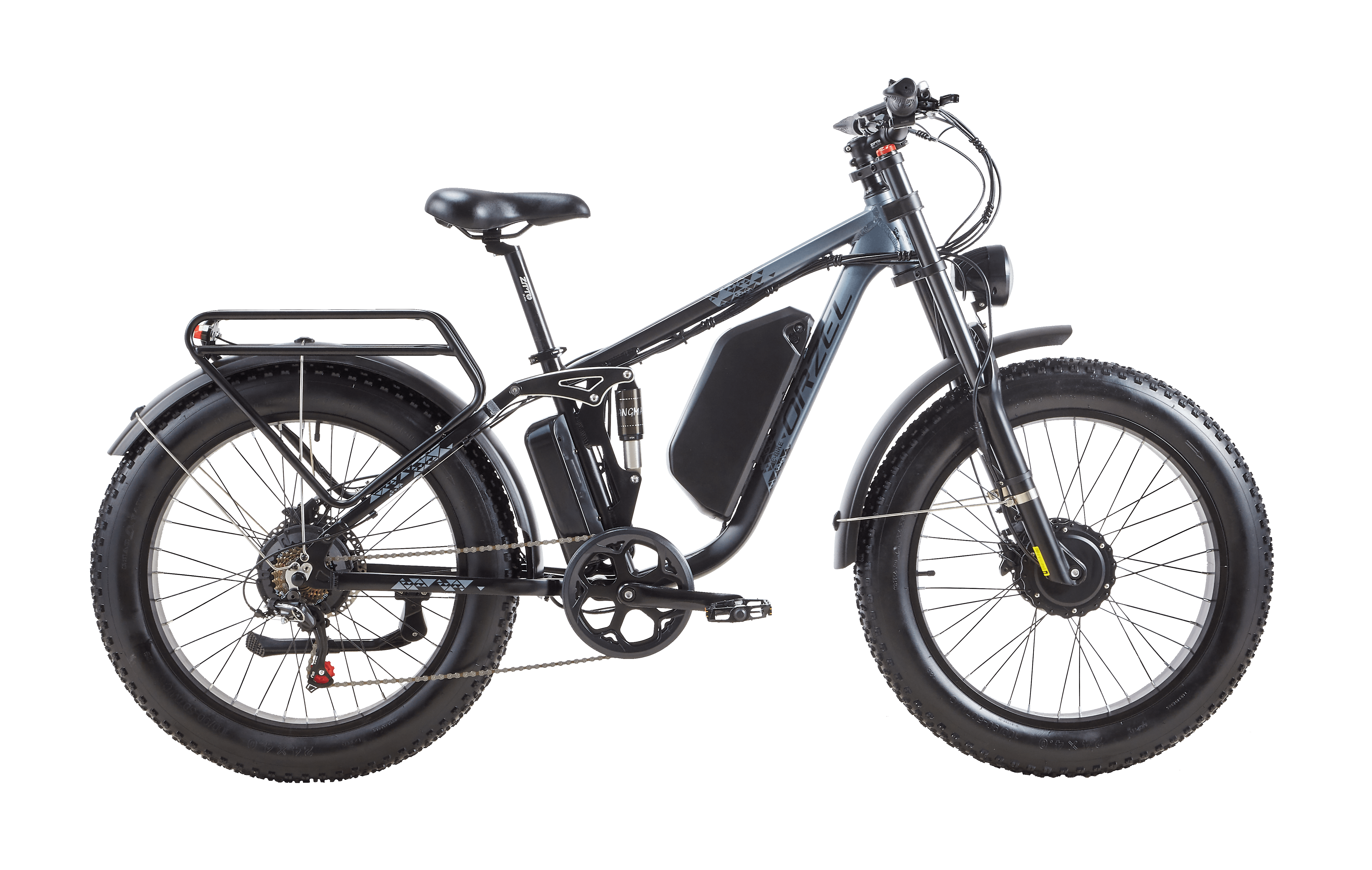 Electric Mountain Bike for Adults, 2000W Motor, 48V 25Ah Battery, 100 Miles Range, 24" Fat Tire All Terrain E Bike，Silver