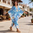 thumbnail image 5 of DISNIMO Daisy Print Women's Kaftan Dress V Neck Summer Beach Cover Up for Swimsuit Batwing Sleeve Caftan Dresses Women's Long Cover Up for Bathing Suit, 5 of 7
