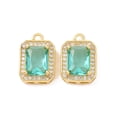 thumbnail image 2 of Octagon Rectangle Brass Micro Pave Cubic Zirconia Charms Cadmium Free & Nickel Free & Lead Free Real 18K Gold Plated Medium Aquamarine 14x9.5x5mm Hole: 1.5mm, 2 of 3