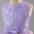 thumbnail image 5 of IDOPIP Sequin Flower Girl Lace Dress for Kids Wedding Pageant Formal Party Long Gown Princess Communion Tulle Dresses 5-6 Years Purple Sequin Butterfly, 5 of 10