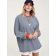thumbnail image 4 of Camiseta de Larga Extragrande para Mujer, Túnica A Rayas con Bloques de Color, Sudadera Holgada de Otoño con Cuello Redondo Naranja y Rojo XL, 4 of 8