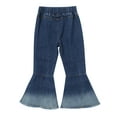 thumbnail image 4 of renvena Little Girls Mid Waist Denim Jeans Bell Bottoms Ruffle Flare Pants, 4 of 7