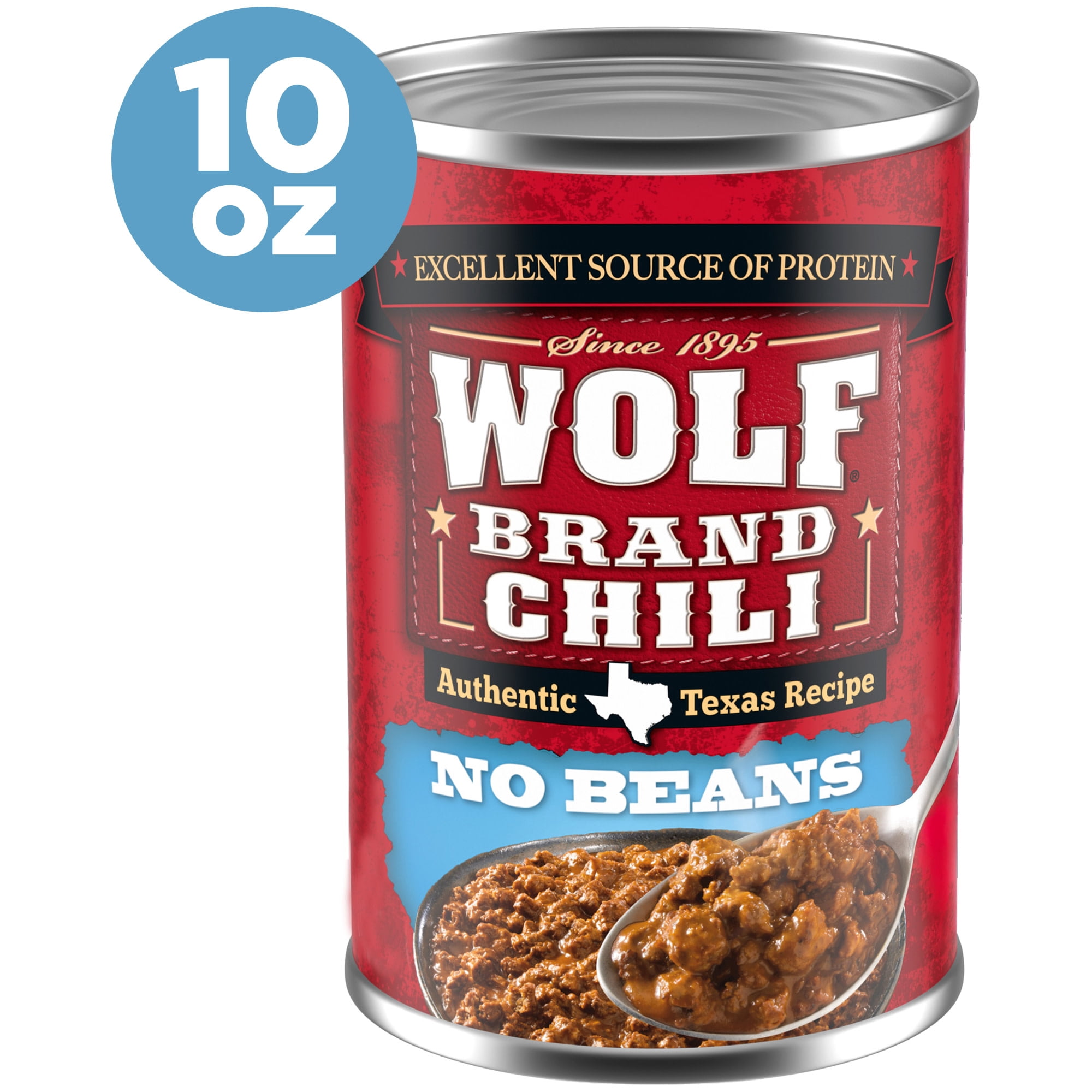 (8 pack) Wolf Brand Chili No Beans, 17g Protein per Serving, 10 oz. Can