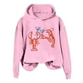 thumbnail image 4 of Wang6 Funny Graphic Hoodies for Womens Loose Fit Shrimp Pirinted Hooded Pullovers Sweatshirts Trendy Fall Long Sleeve V Neck Tops Pink XL, 4 of 4