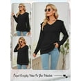 thumbnail image 7 of HUBERY Women Ruffled Spliced V Neck Long Sleeve Tunic Solid Color Pullover Top, 7 of 7