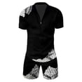 thumbnail image 3 of toraway Casual Men's Short Sets Outfits 2 Piece Summer Male Casual Striped Gradient Ramp Print Two Piece Suit Zipper Short Sleeve Top Blouse Suit Drawstring Pocket Short Set XXXXXXL, 3 of 4