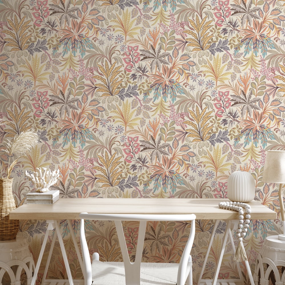 Tempaper Crafted Floral Neutral Peel and Stick Wallpaper, 20.5" x 16.5'