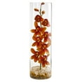 thumbnail image 2 of Nearly Natural Cymbidium Orchid Artificial Arrangement in Cylinder Vase, 2 of 2