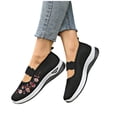 thumbnail image 4 of Orthopedic Shoes for Women Wide Width Breathable Walking Comfortable Slip on Non Slip Lightweight Arch Support Sneakers Black 9, 4 of 6