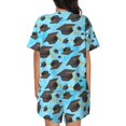 thumbnail image 6 of Fuzoiu Graduation Hats1 Print Women's Short-Sleeved Pajama Set,Lounge Sleepwear Set,Womens Pajama Sets 2 Piece,Button-Up Top and Shorts with Pockets-X-Large, 6 of 7