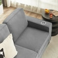 thumbnail image 2 of Noble House 83.86" Snowfleece 3-Seater Sofa, Compressed Modern Couch with Cup Holders, Soft & Durable Design, Gray, 2 of 12