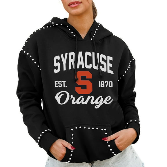 Women's Gameday Couture Black Syracuse Orange Studded Pullover Hoodie
