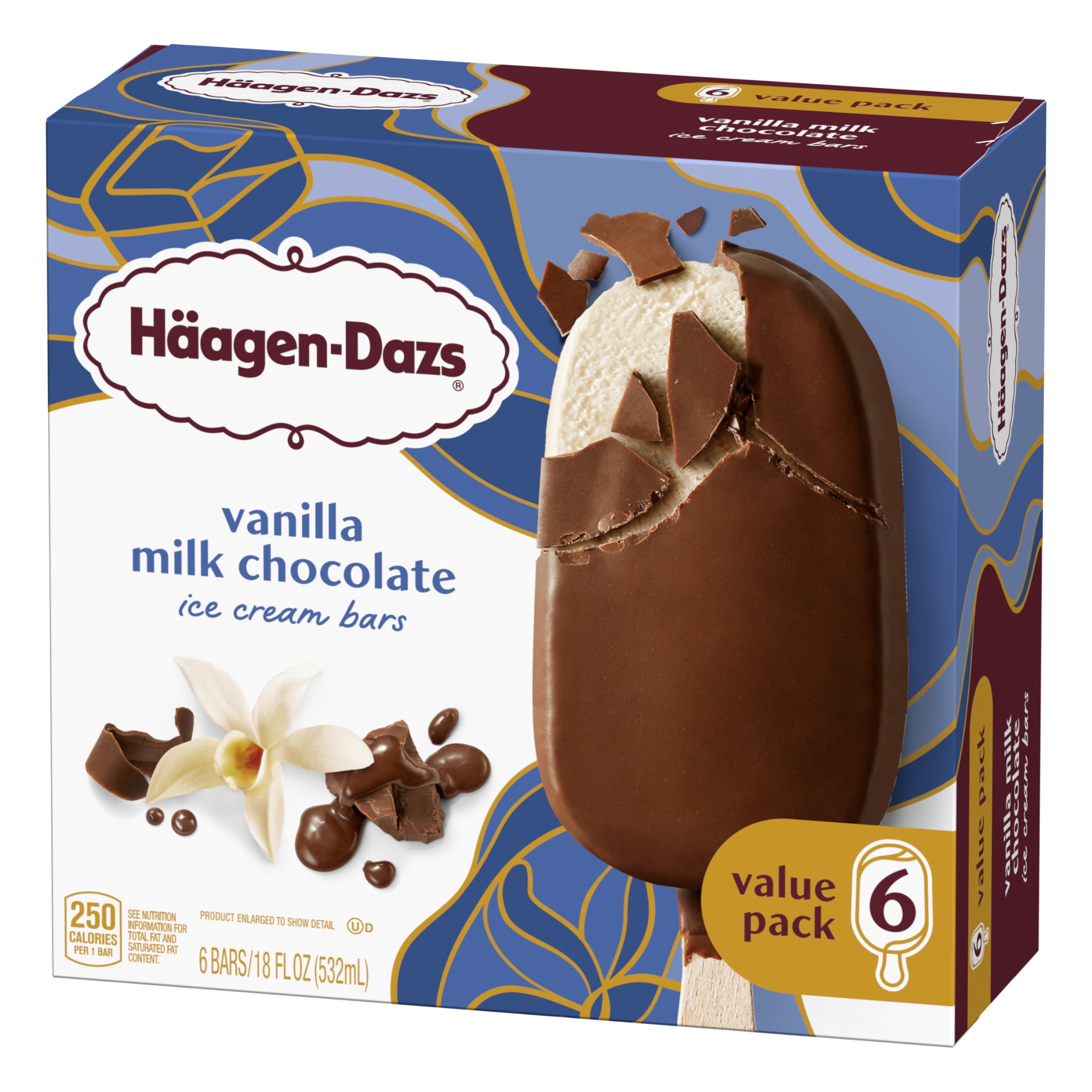 HAAGEN-DAZS Vanilla Milk Chocolate Ice Cream Bars 6 ct Box