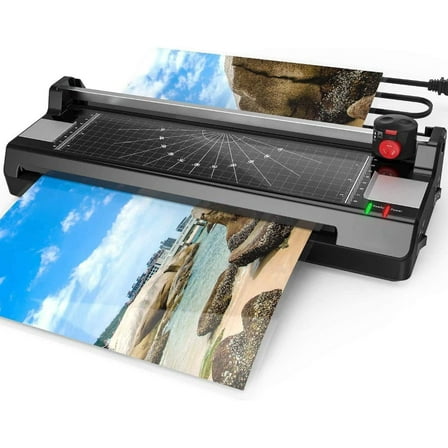 13" hot and cold press laminator with 50 laminating bags, cutter and corner rounder