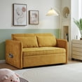 thumbnail image 3 of Chenille Adjustable Armrests Sleeper Sofa, Yellow, 3 of 9