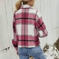 thumbnail image 4 of Lmueinov Womens Shacket Jacket Cropped Flannel Shirts for Women Plaid Button Down Shirt Fashion Fall Outfits for Women Coat Tops, S-4XL, 4 of 5