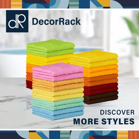 DECORRACK 10 PACK 100% COTTON WASHCLOTHS, ABSORBENT 12 X 12″ SOFT COTTON HAND TOWEL, PASTEL SPRING ASSORTED (SET OF 10)
