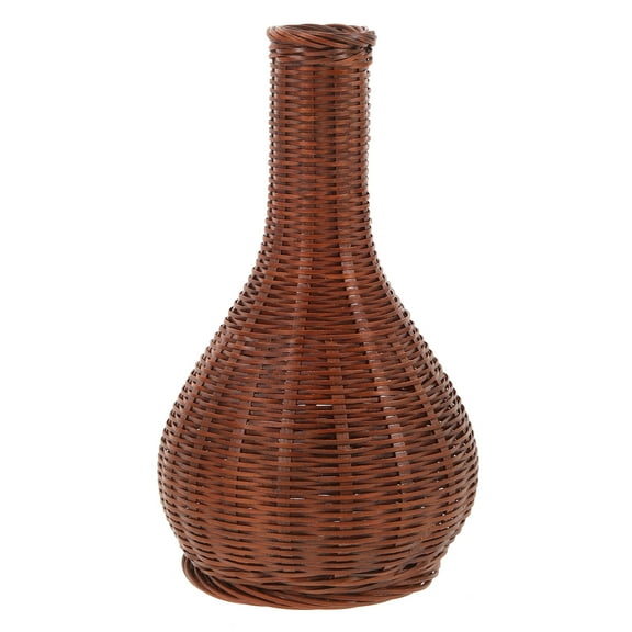 unbranded  Bamboo Vase Home Wicker Vases for Decor Round Small Office Light Brown