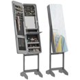 thumbnail image 1 of HOMCOM Standing Mirror Jewelry Cabinet, Jewelry Storage Cabinet with LED Lights and Angle Adjustable Full Length Mirror, Grey, 1 of 7