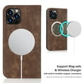 thumbnail image 3 of Nalacover for iPhone 12 Pro Max Wireless Charging Case,Luxury Full Body Protection Solid Color PU Leather Magnetic Closure Flip RFID Blocking Card Slots Stand Cover.For iPhone 12 Pro Max,Brown, 3 of 6