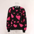 thumbnail image 6 of Wancir Women Heart Print Sweater Romantic Oversized Knitted Shirt Valentine's Day Love Graphic Long Sleeve Pullover Top, 6 of 9